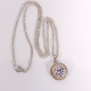 Pink Amethyst Pendant in Sterling Silver with Silvertone Chain
